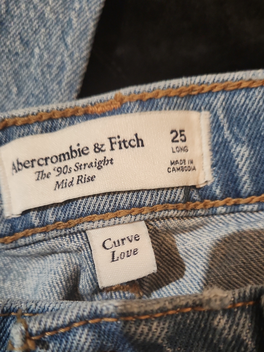 ❤️ ABERCROMBIE & FITCH CURVE LOVE 90'S MID RISE STRAIGHT LEG JEANS, 0L (25 LONG) - Picture 4 of 7